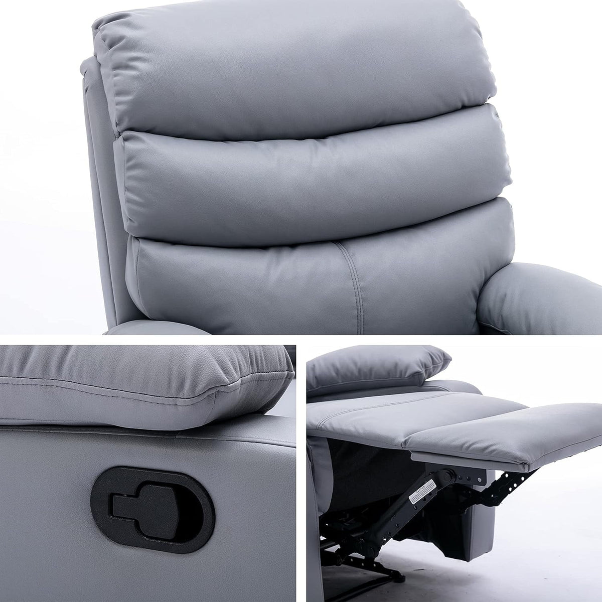 Manual Recliner Chairs with Footrest & Headrest Light Gray X5185