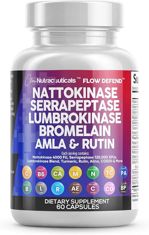 Nattokinase Serrapeptase Lumbrokinase Enzyme Supplement Capsules J892