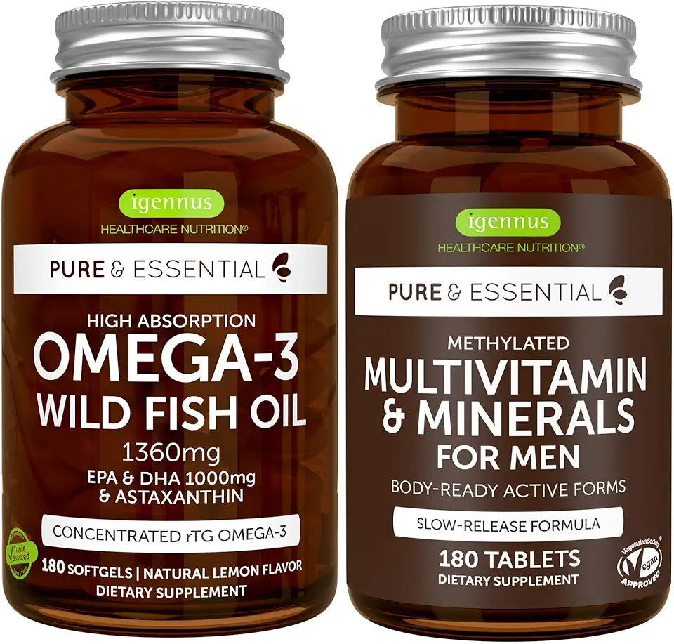 Omega-3 Fish Oil + Men's Multivitamin Bundle, 180 Softgels + 180 Tablets A932817
