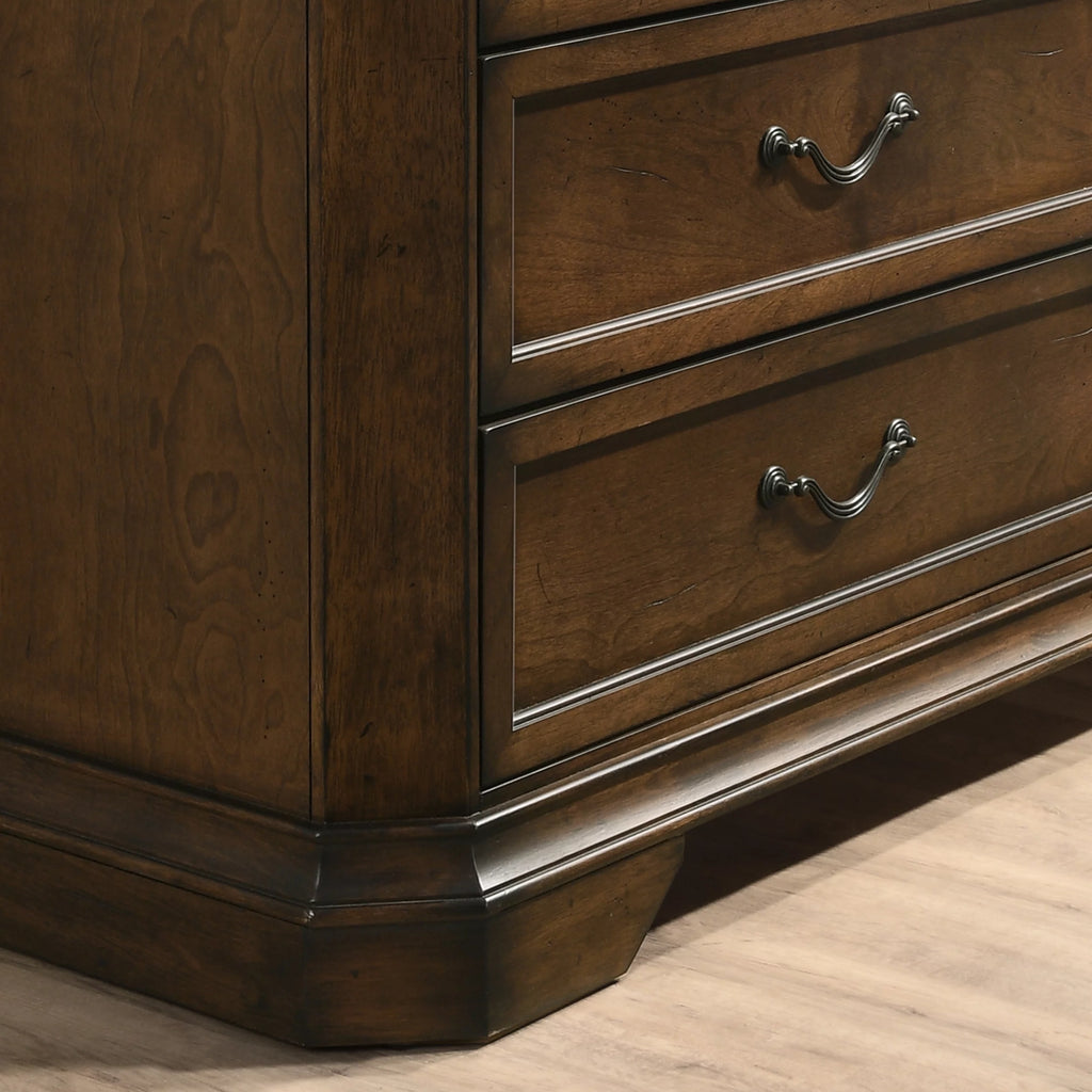 Queen Wood Panel Bed with Dresser, Mirror, Nightstand O320