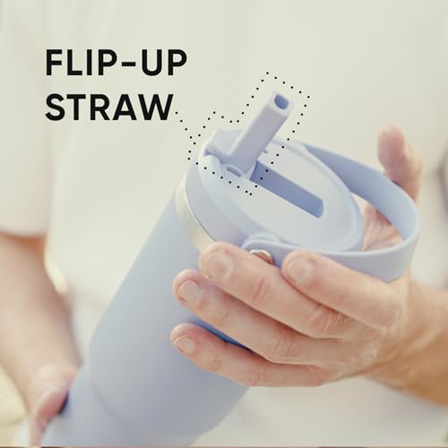 24 oz Stainless Steel Tumbler with Handle and Straw Lid R951670