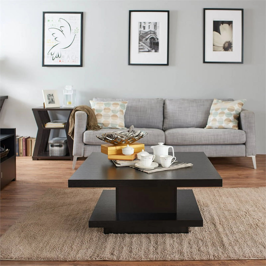 3-Piece Black Wood Coffee Table Set H277