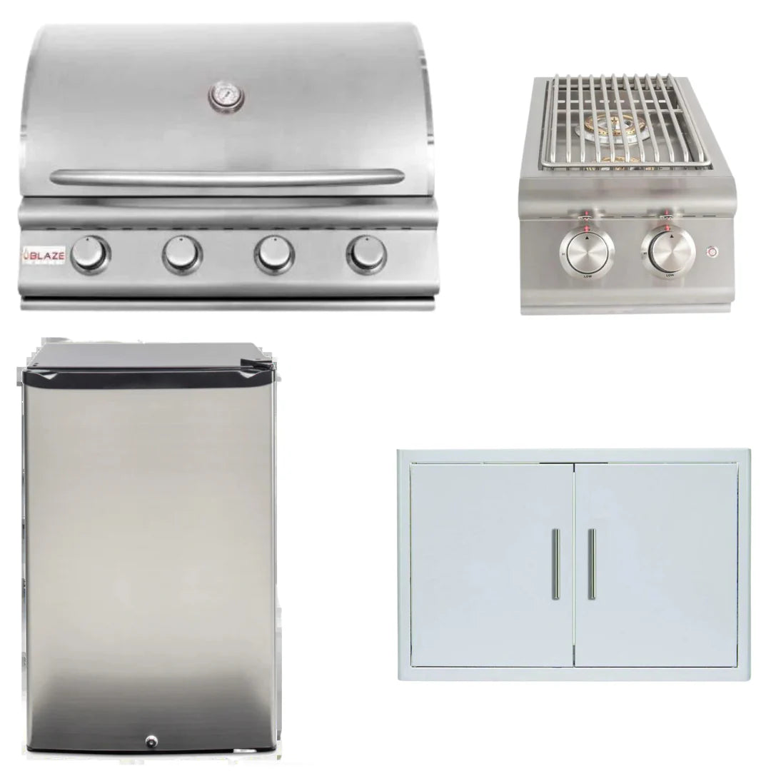 32 In. Natural Gas Grill, Side Burner, Refrigerator, Access Door Y120574