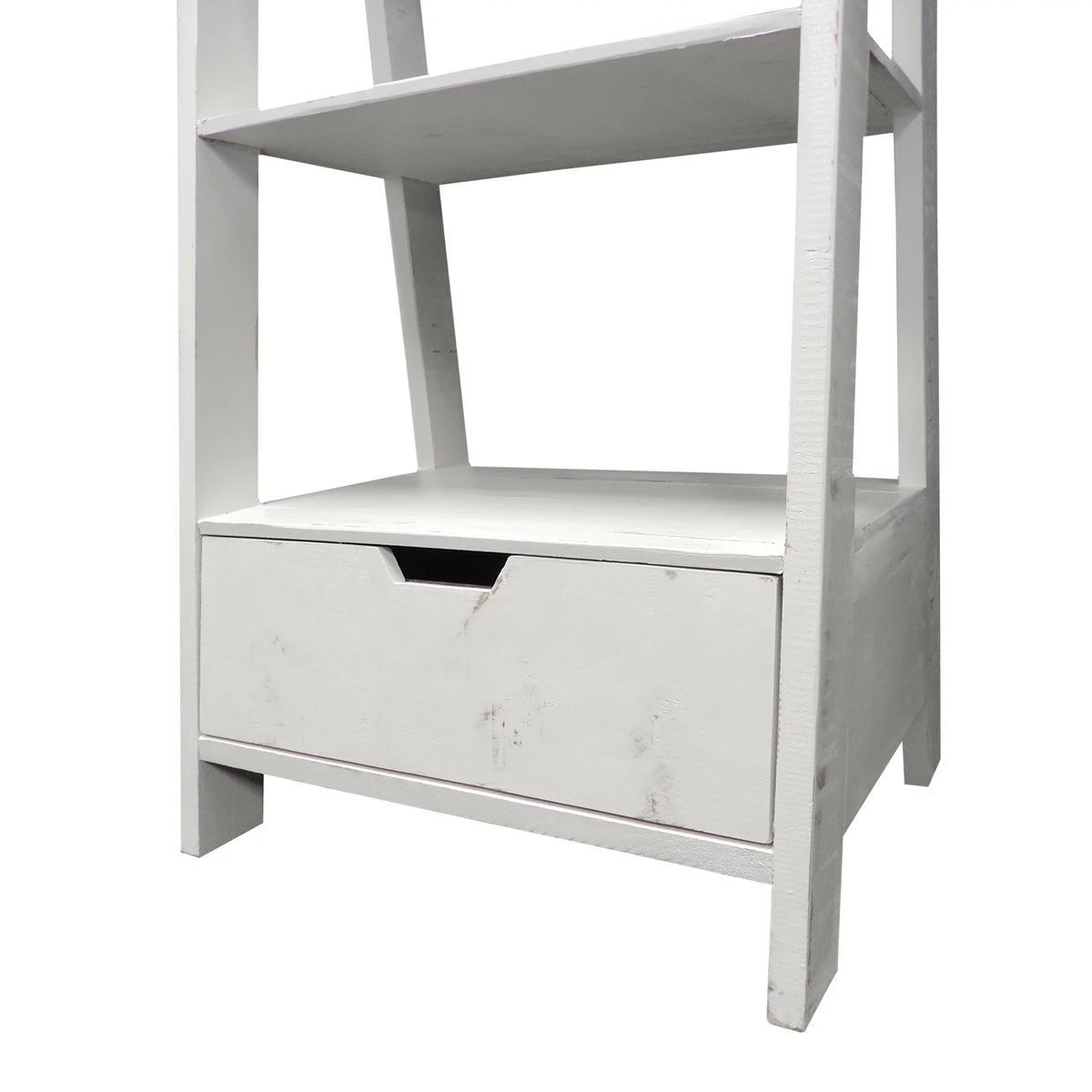 4 Shelf Wooden Ladder Bookcase with Drawer L16100