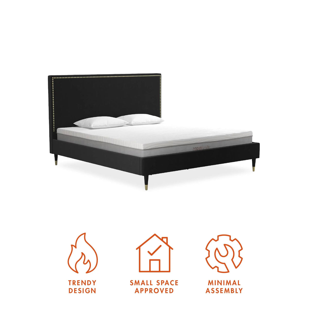 Black Velvet King Upholstered Bed M9099