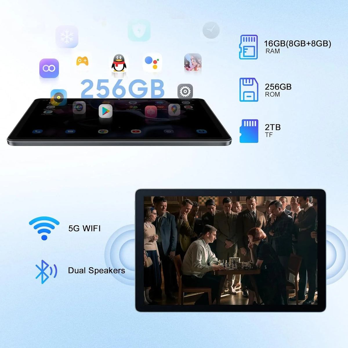 10 inch Tablet 64GB ROM 8GB RAM Android 13 Gray H9774