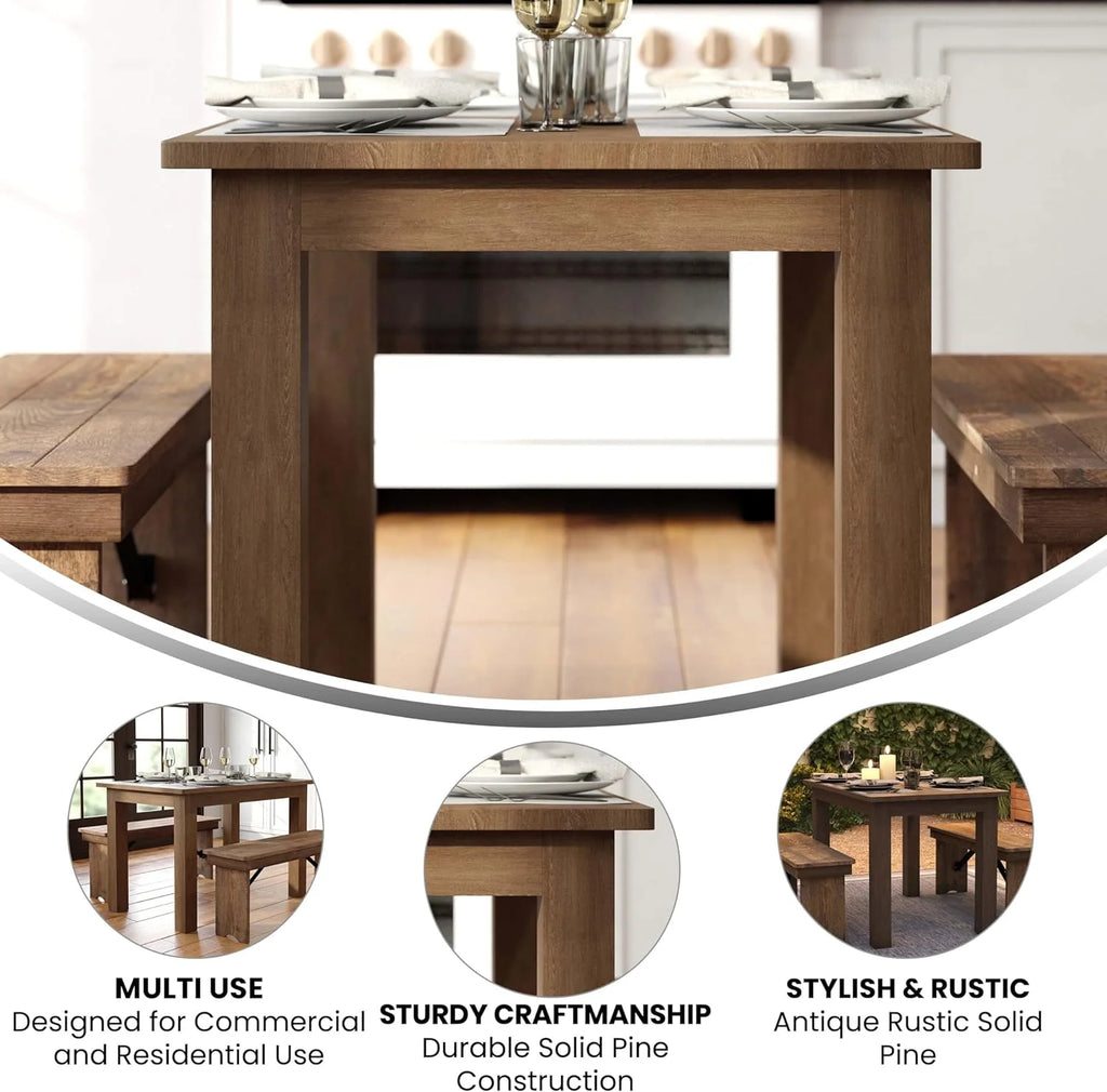 30" Rectangular Solid Pine Dining Table F42537