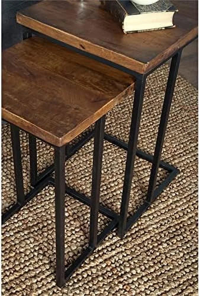 Solid Mango Wood and Iron Nesting Tables K874950