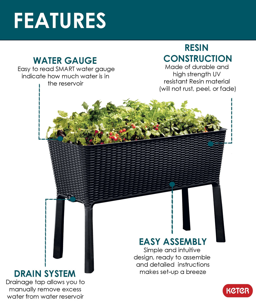 Raised Garden Bed with Self-Watering and Drainage System M70972