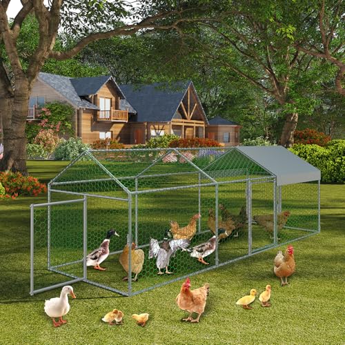 Large Metal Chicken Coop with Cover U173655