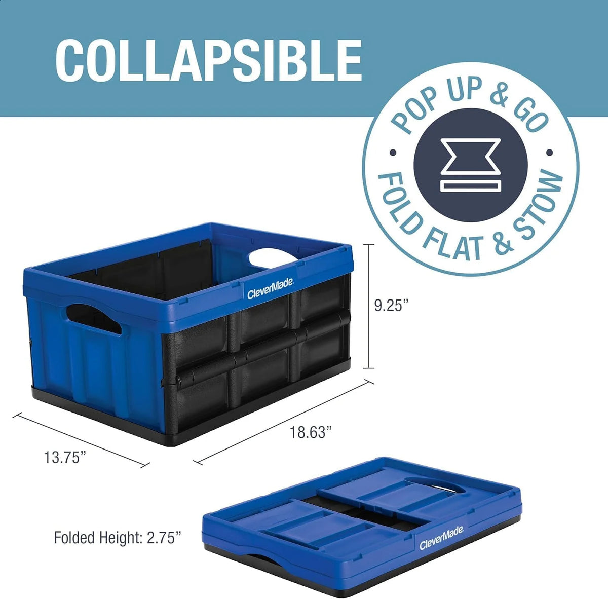 Collapsible Storage Bin 32L Royal Blue 3 Pack M706