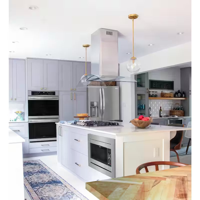 42 in. Convertible Glass Canopy Island Range Hood in Stainless Steel G9056