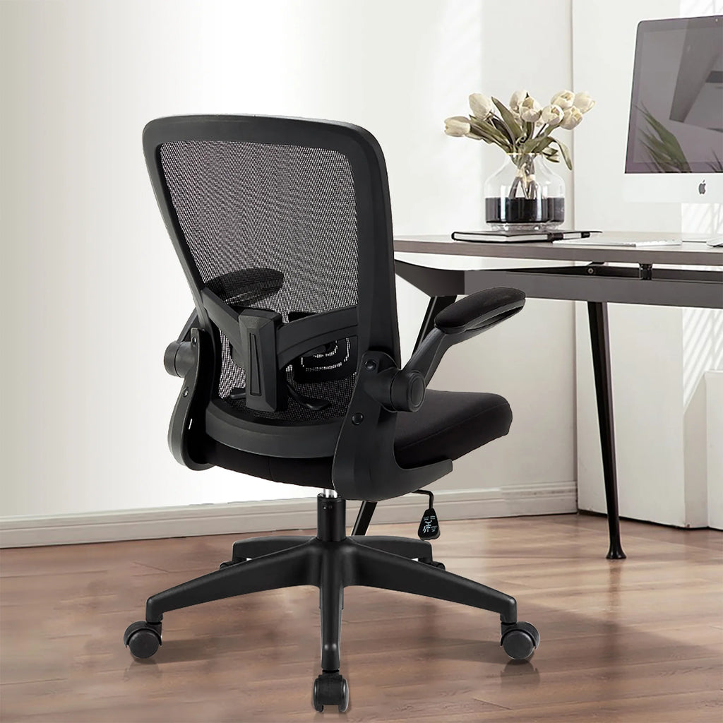 Black Ergonomic Office Chair with Lumbar Support and Flip up Arms Y1567