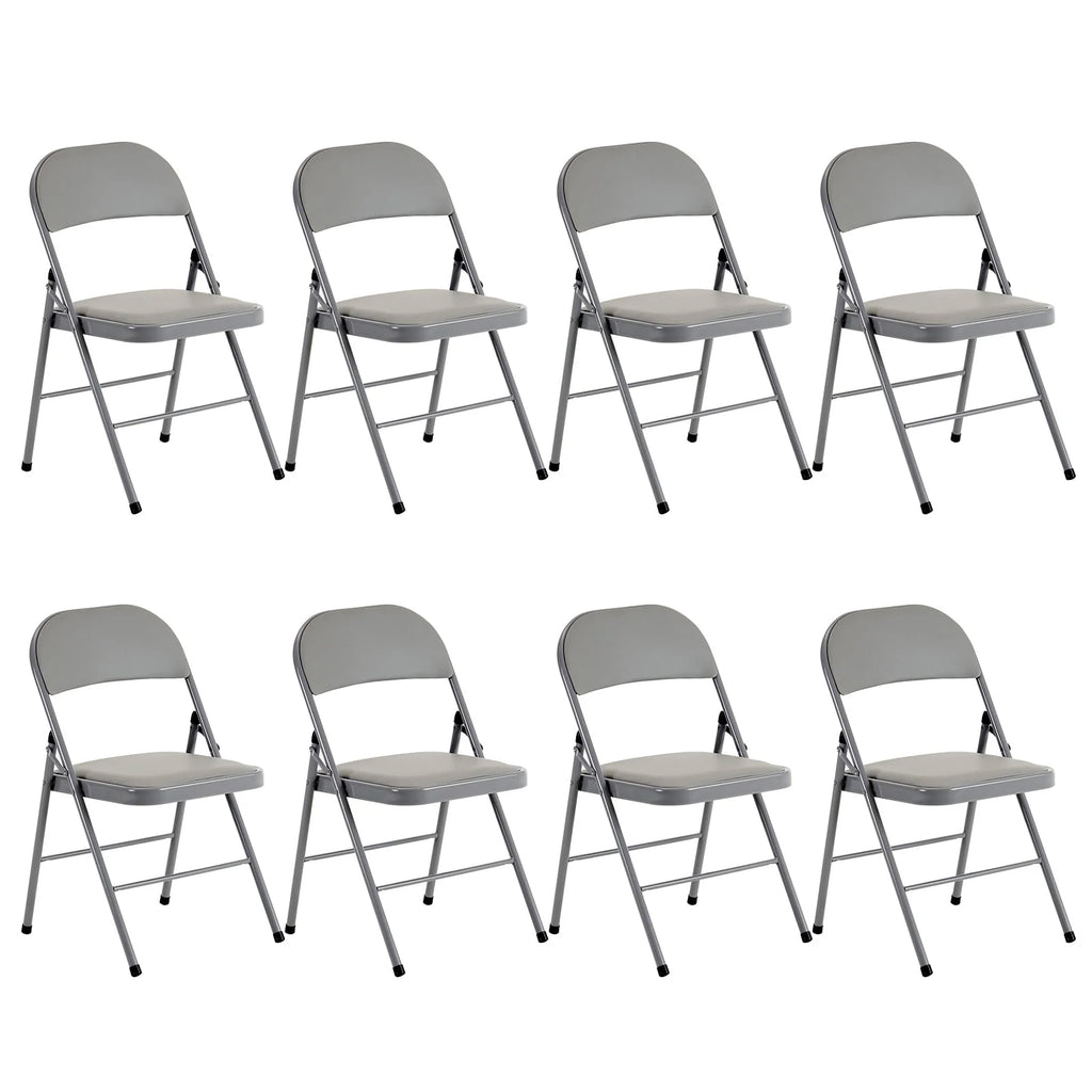 6 Pack Black Folding Chairs Cushioned Padded Seat Metal Frame P496746