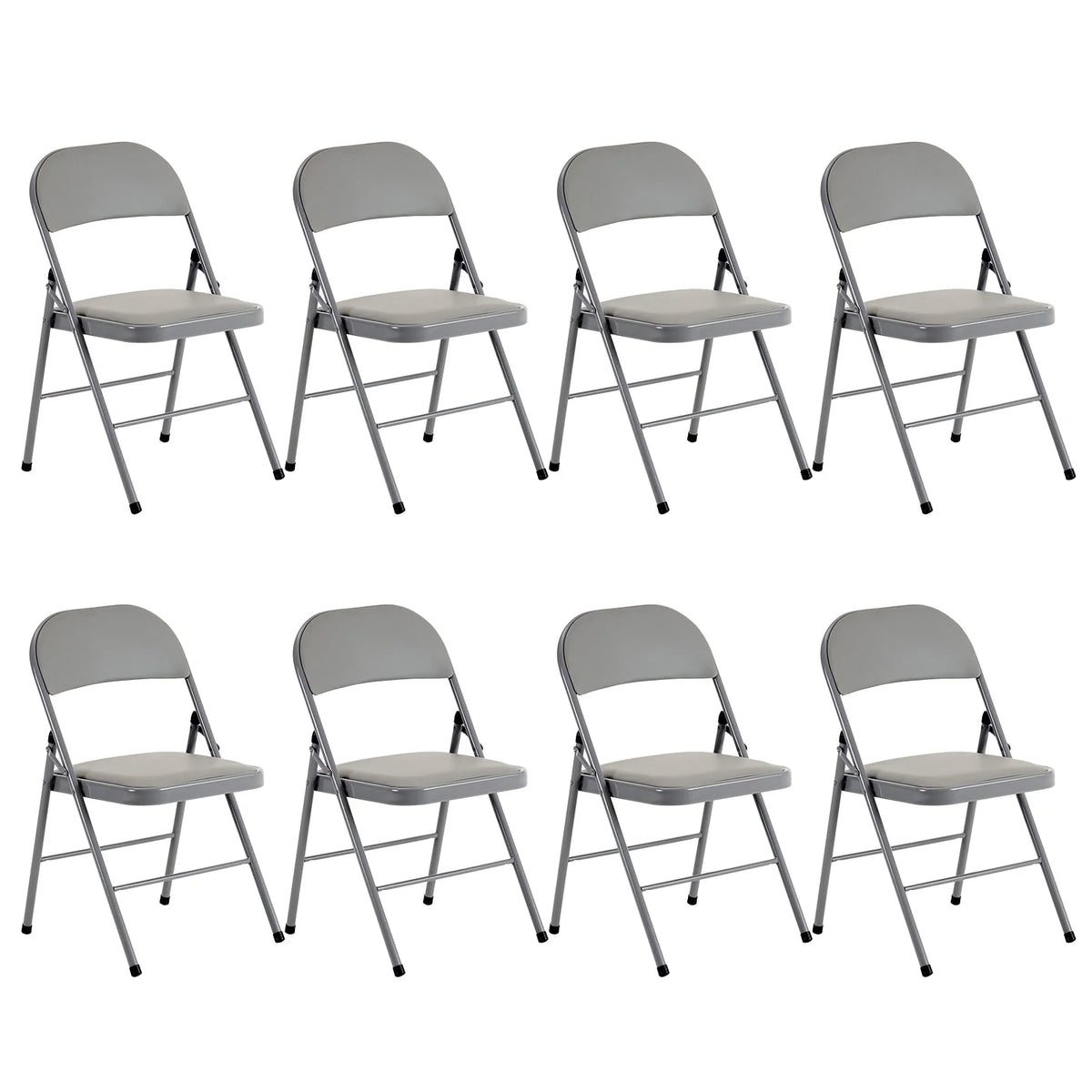 6 Pack Black Folding Chairs Cushioned Padded Seat Metal Frame P496746