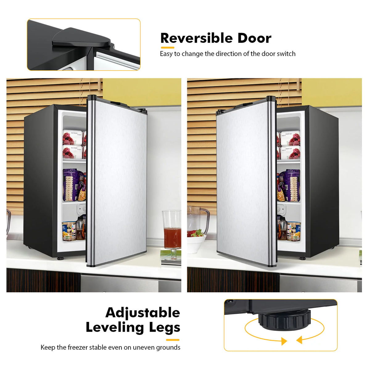 3 cu.ft. Compact Upright Freezer with Stainless Steel Door G710