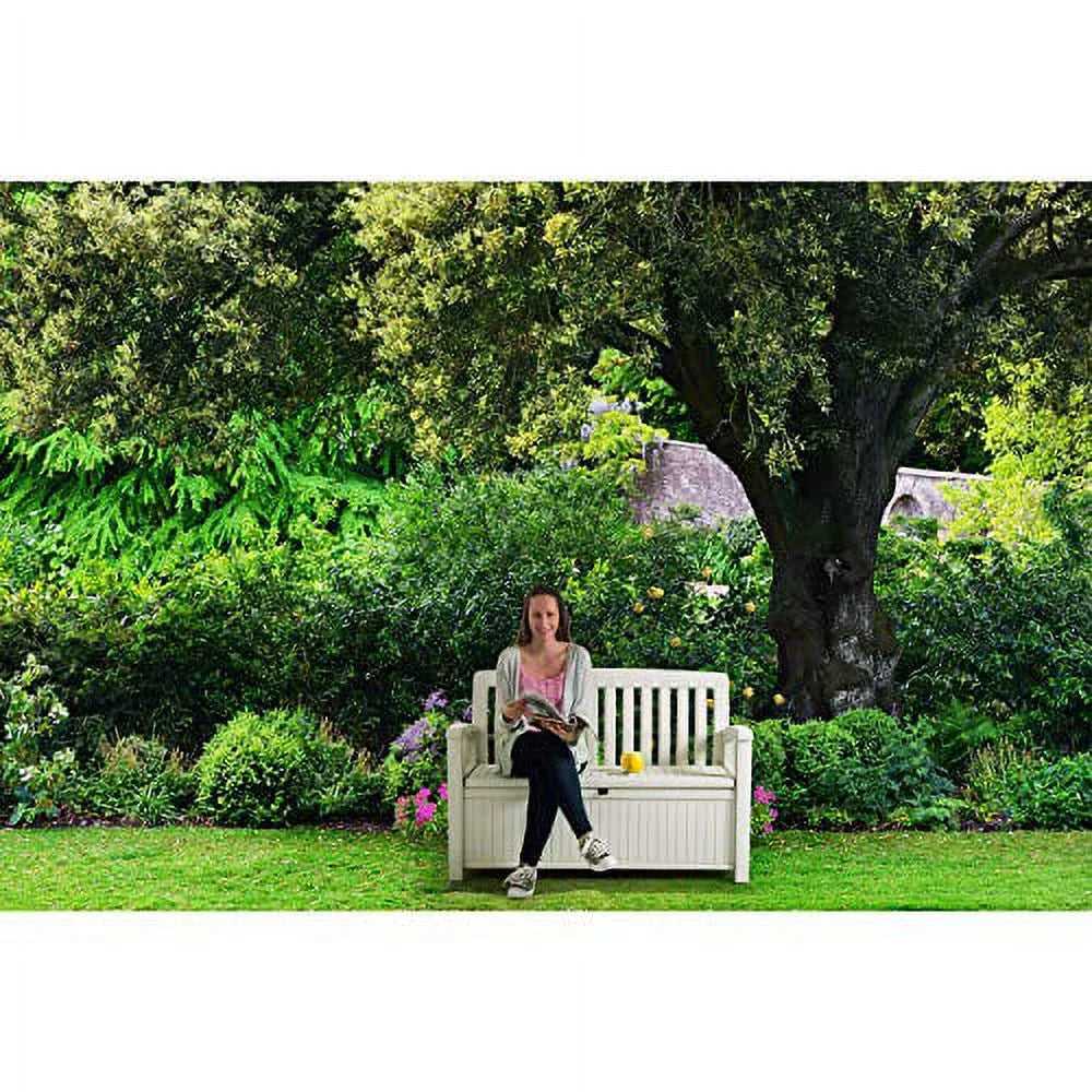 60 Gallon Ivory Storage Bench Deck Box E449495