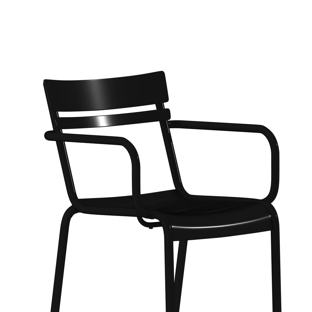 Black Steel Stackable Chair with Arms, Set of 4 U21718