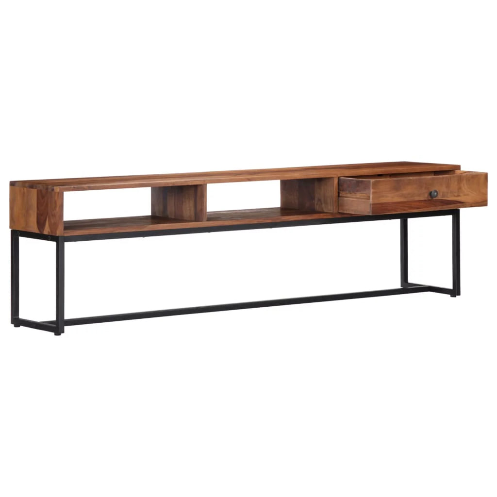 Sheesham Wood TV Stand with Storage Drawer and 2 Open Compartments G28686