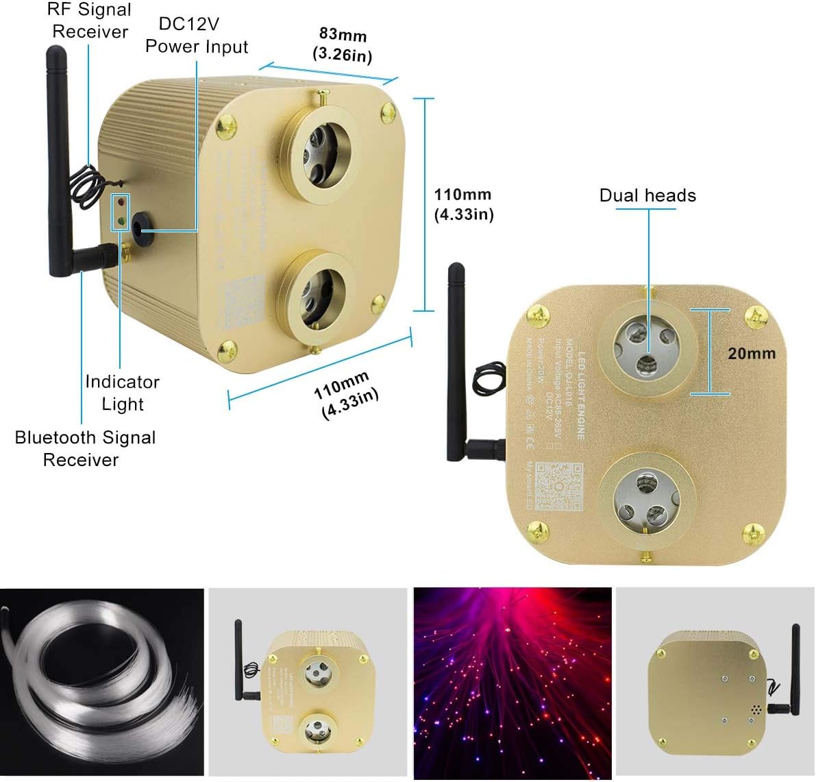 20w Fiber Optic Ceiling Lighting Kit 1100pcs 13.1ft RGBW D3781