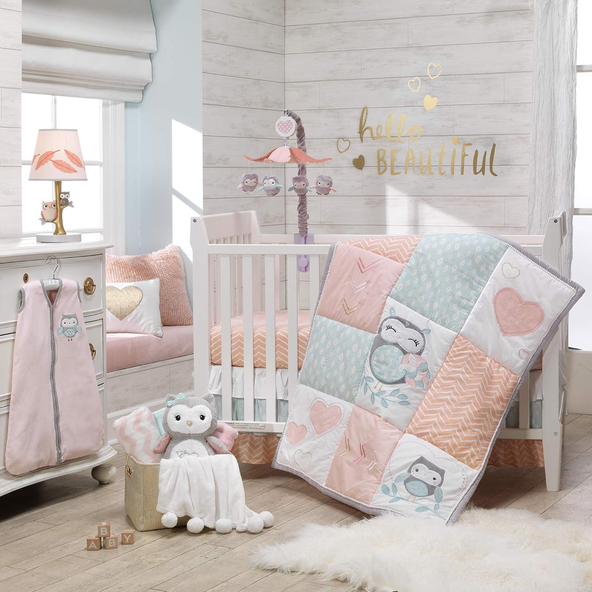 Gray/Pink Musical Baby Crib Mobile Soother Toy P4744