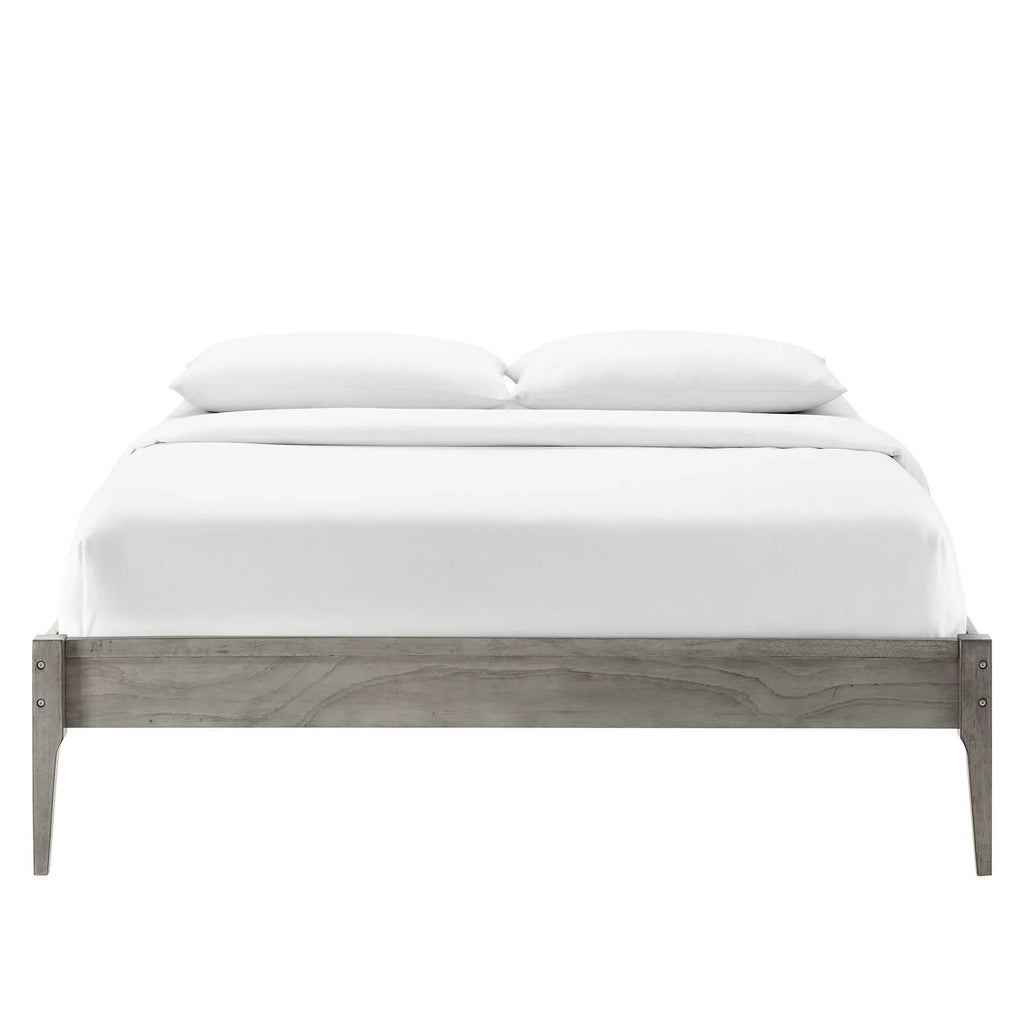 Full Size Grey Wood Platform Bed Frame E2380