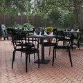 Black Steel Stackable Chair with Arms, Set of 4 U21718