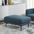 Blue Ottoman with Matte Black Metal Legs B887