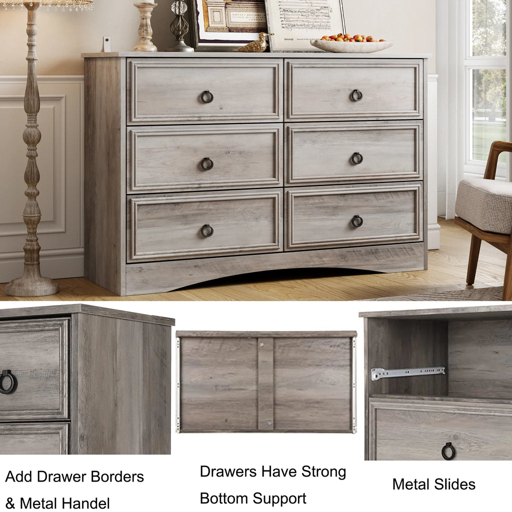 6 Drawer Wood Dresser B1069