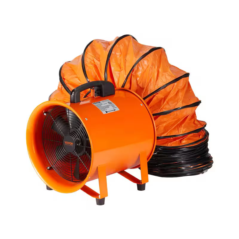 Orange 12 in. Heavy Duty Blower Fan with Duct Hose O574767