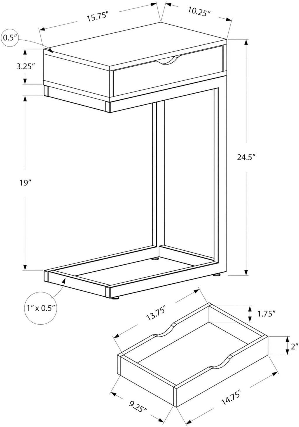 Brown Wood-Look Drawer Accent Table B8441