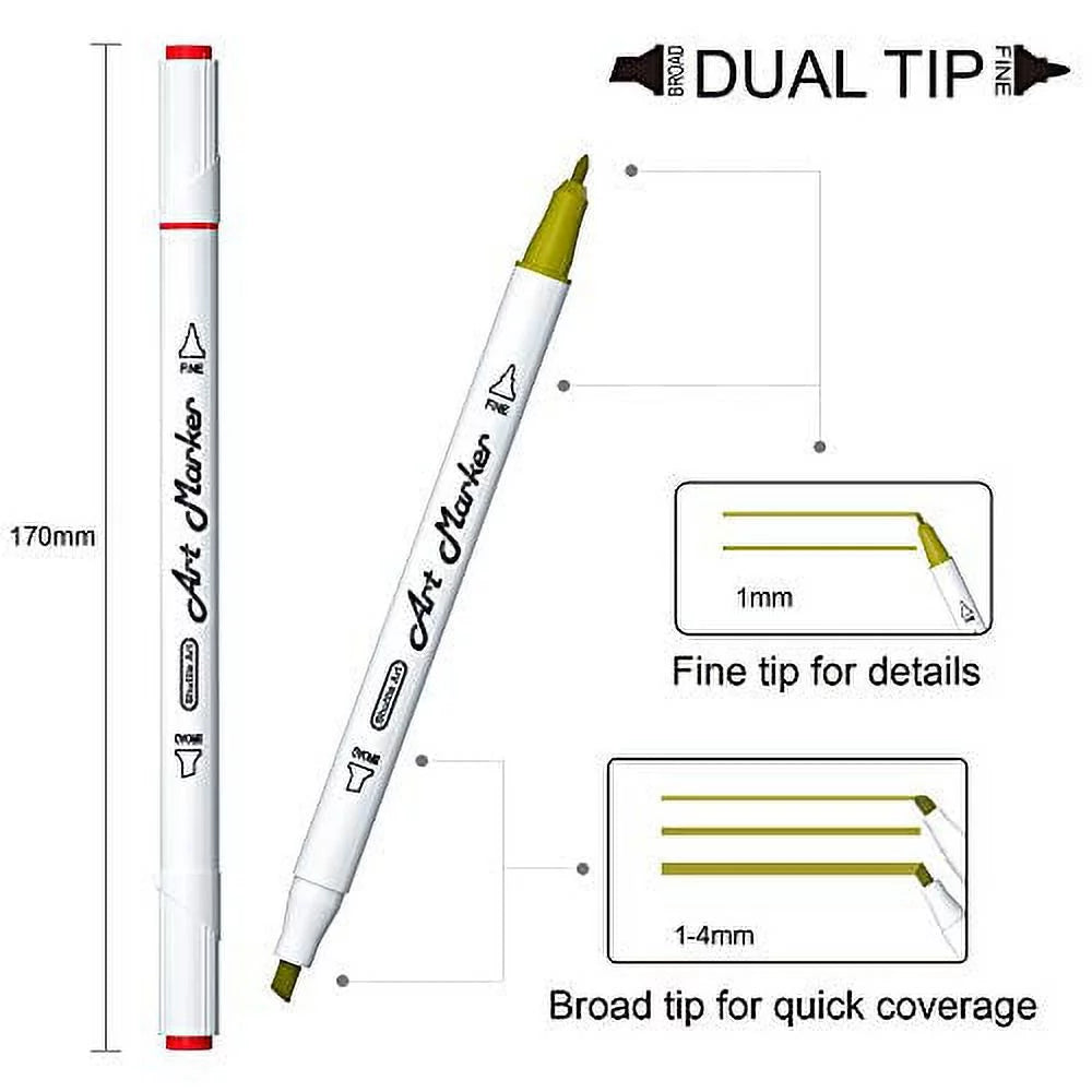Alcohol Based Dual Tip Skin Tone & Hair Art Markers Set with Blender C940319