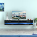 71 Inch High Glossy Wall Mounted Floating TV Stand with RGB LED Light L66280
