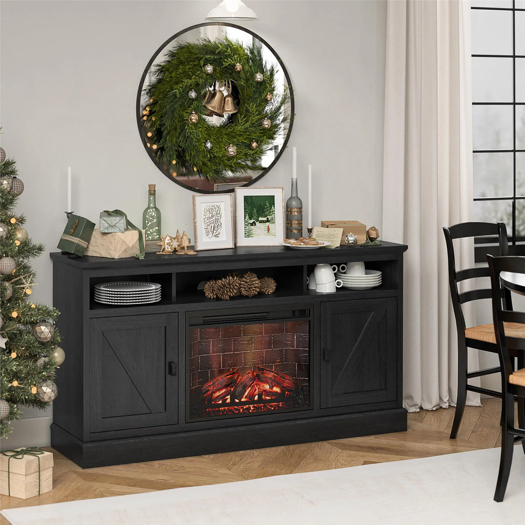 Black Oak Electric Fireplace TV Stand C9483