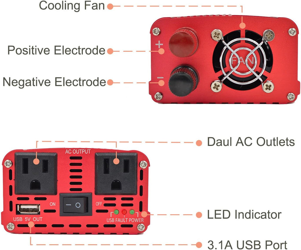800W DC 12V to 110V AC Power Inverter Y617