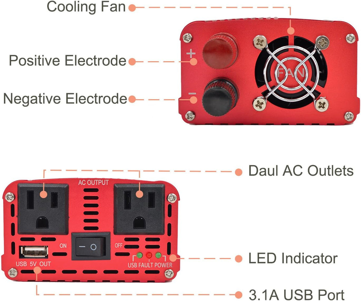 800W DC 12V to 110V AC Power Inverter Y617