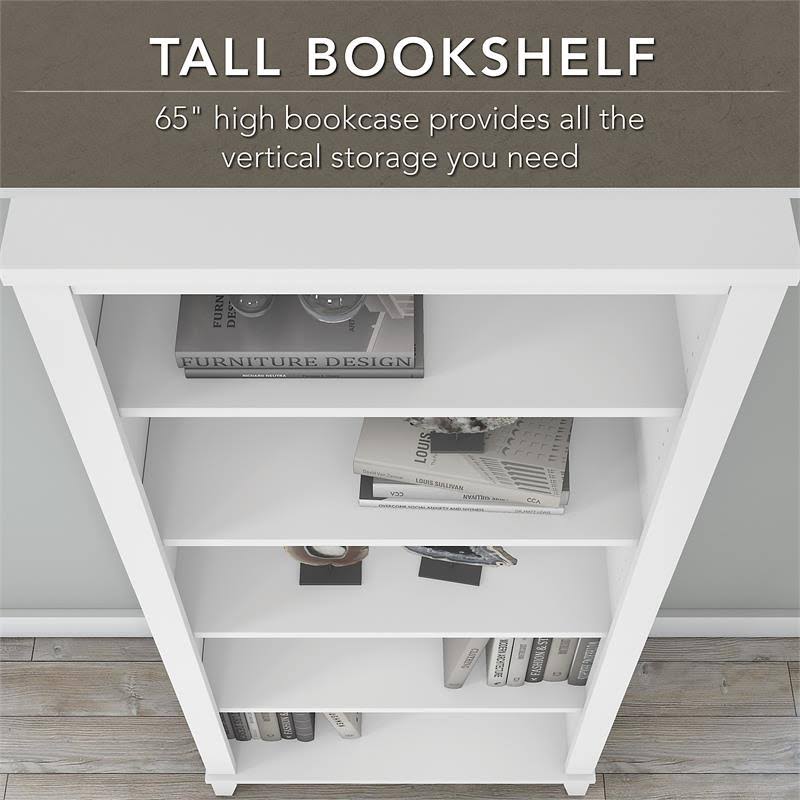 White 5 Shelf Bookcase G54103