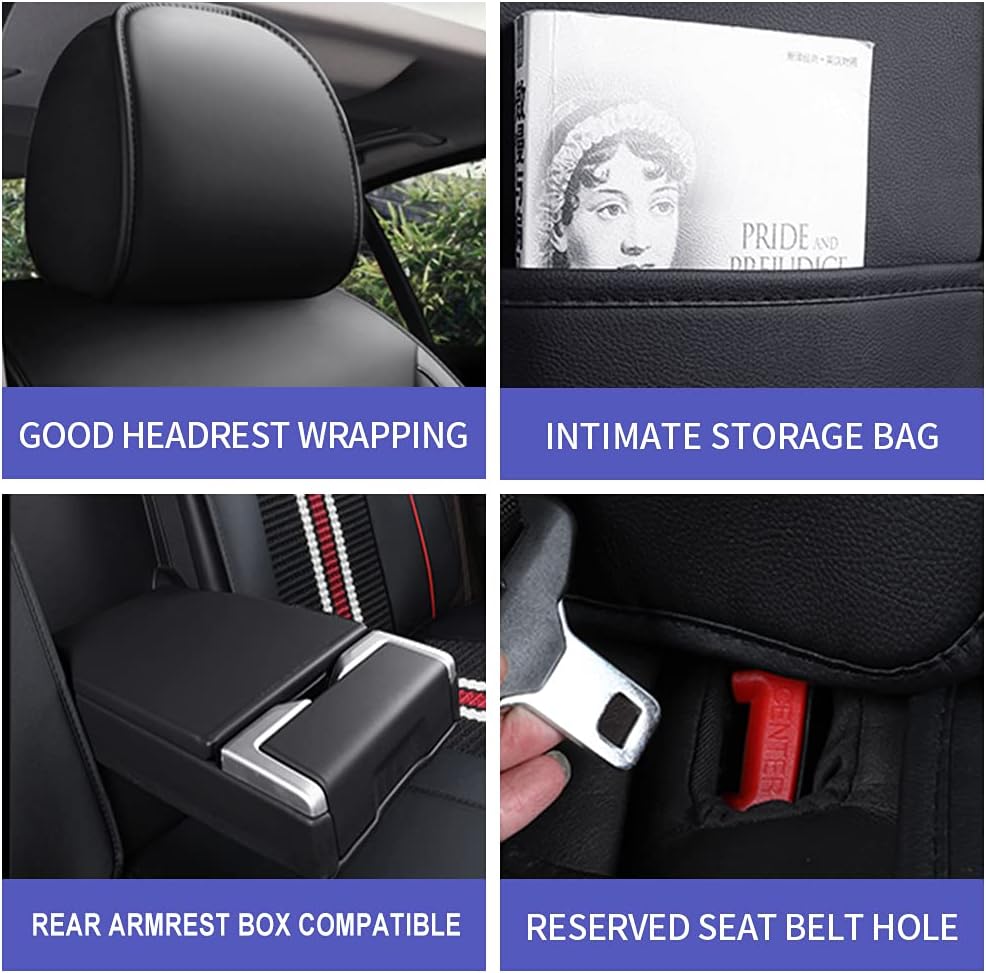 Custom Car Seat Covers Full Set 5 Seats Faux Leather Waterproof Black L112