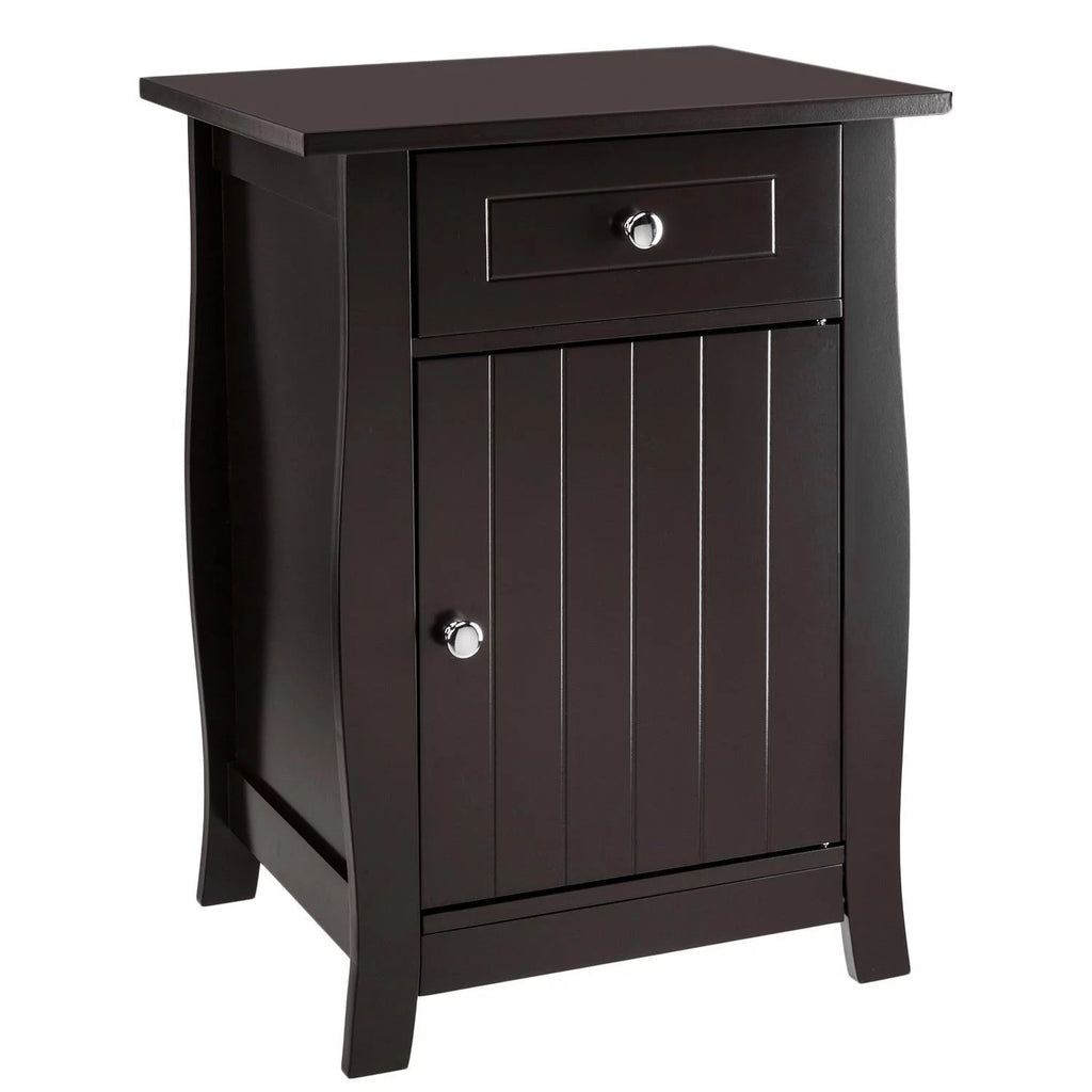 Coffee Nightstand with Drawer & Storage Cabinet S4604
