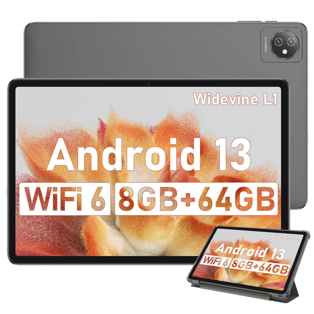 10 inch Tablet 64GB ROM 8GB RAM Android 13 Gray H9774