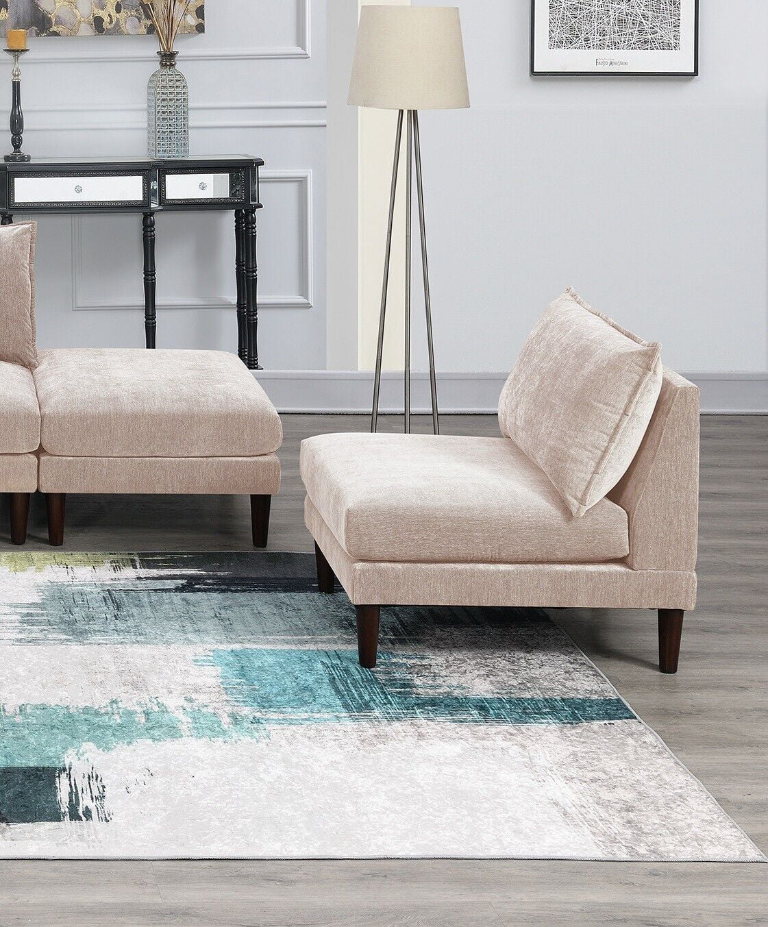 6pc Modular Sectional Sofa Set Armless Chair Ottoman Q6367