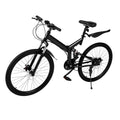 26 Inch 21 Speed Folding Mountain Bike Full Suspension Dual Disc Brakes Black I9483