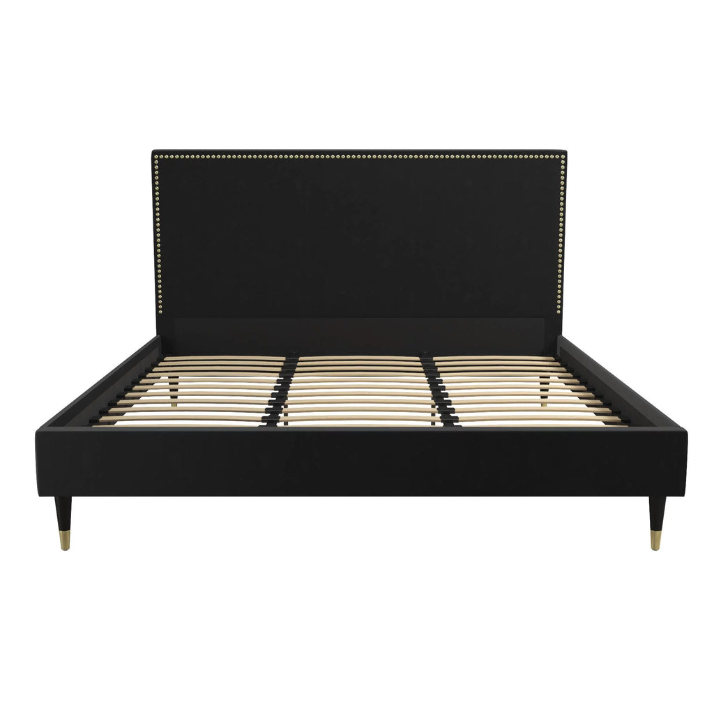 Black Velvet King Upholstered Bed M9099