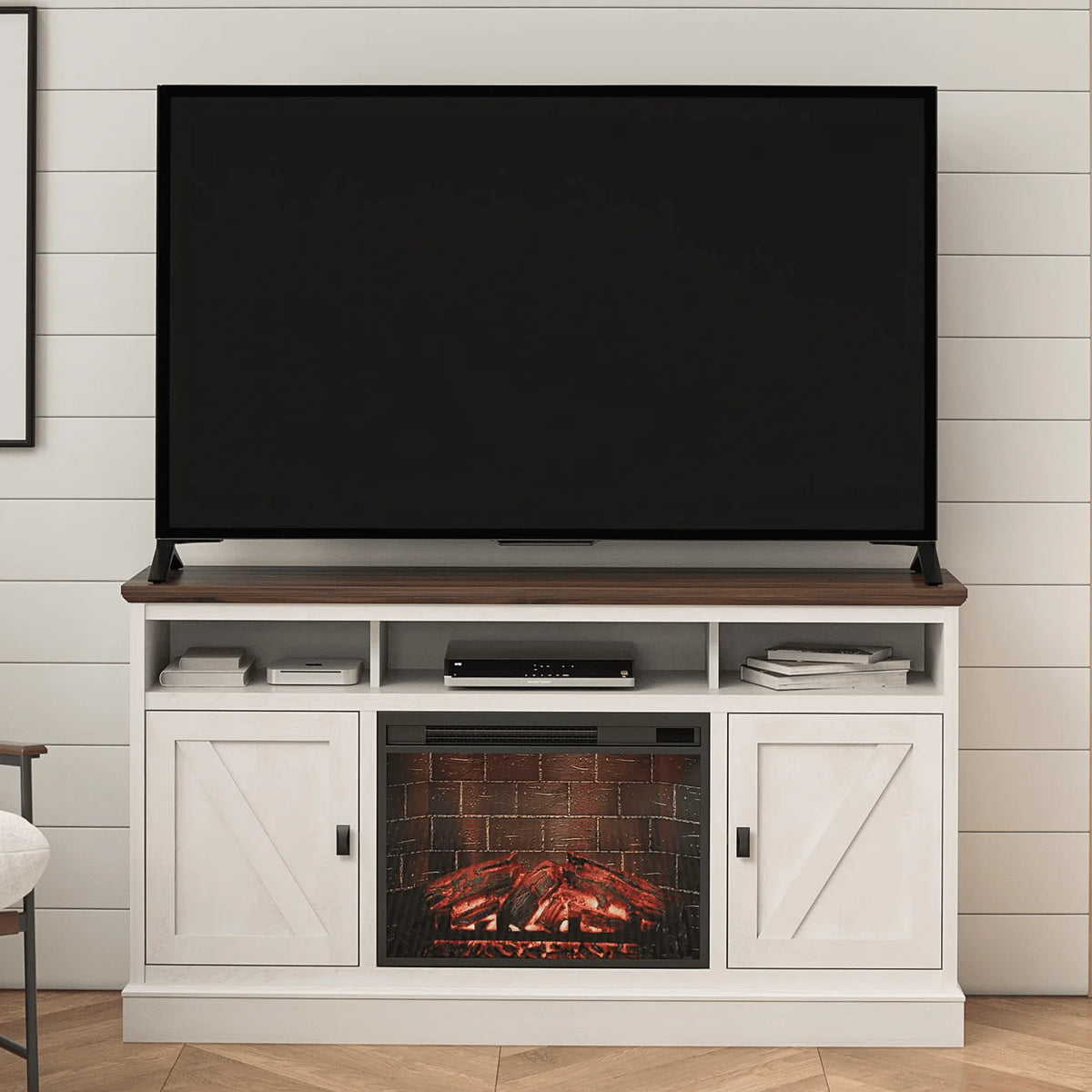 Black Oak Electric Fireplace TV Stand C9483