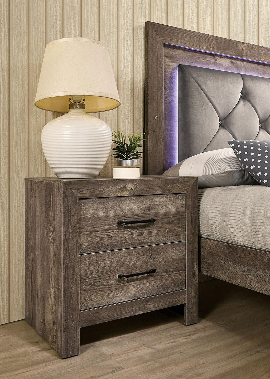 Natural Tone Wood Queen Bedroom Set 5pcs T91268