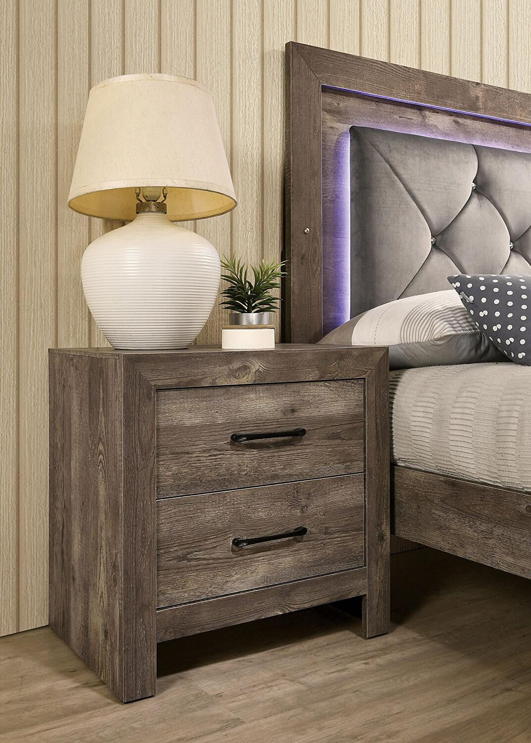 Natural Tone Wood Queen Bedroom Set 5pcs T91268