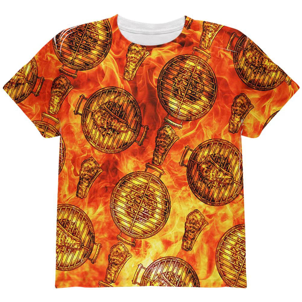 Charcoal Grilled Steak Pattern Youth T Shirt G9584