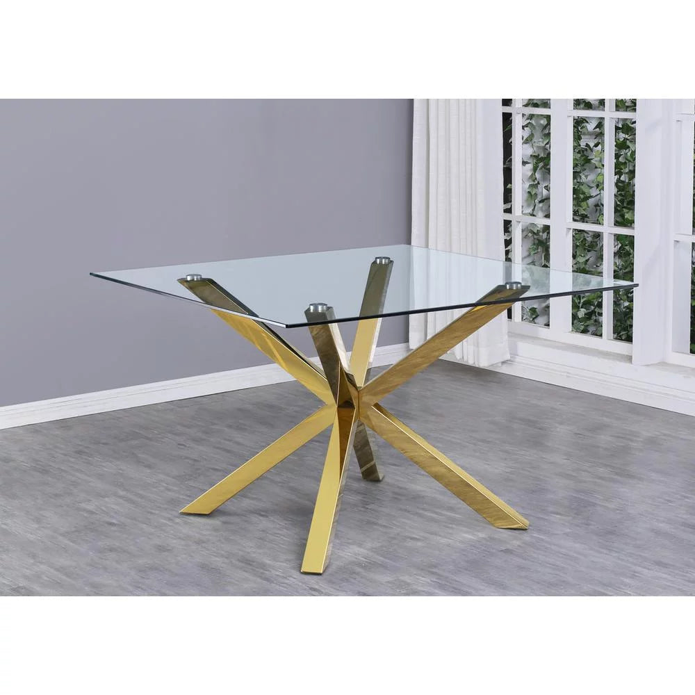 5pc Glass Dining Set with Velvet Chairs B33504
