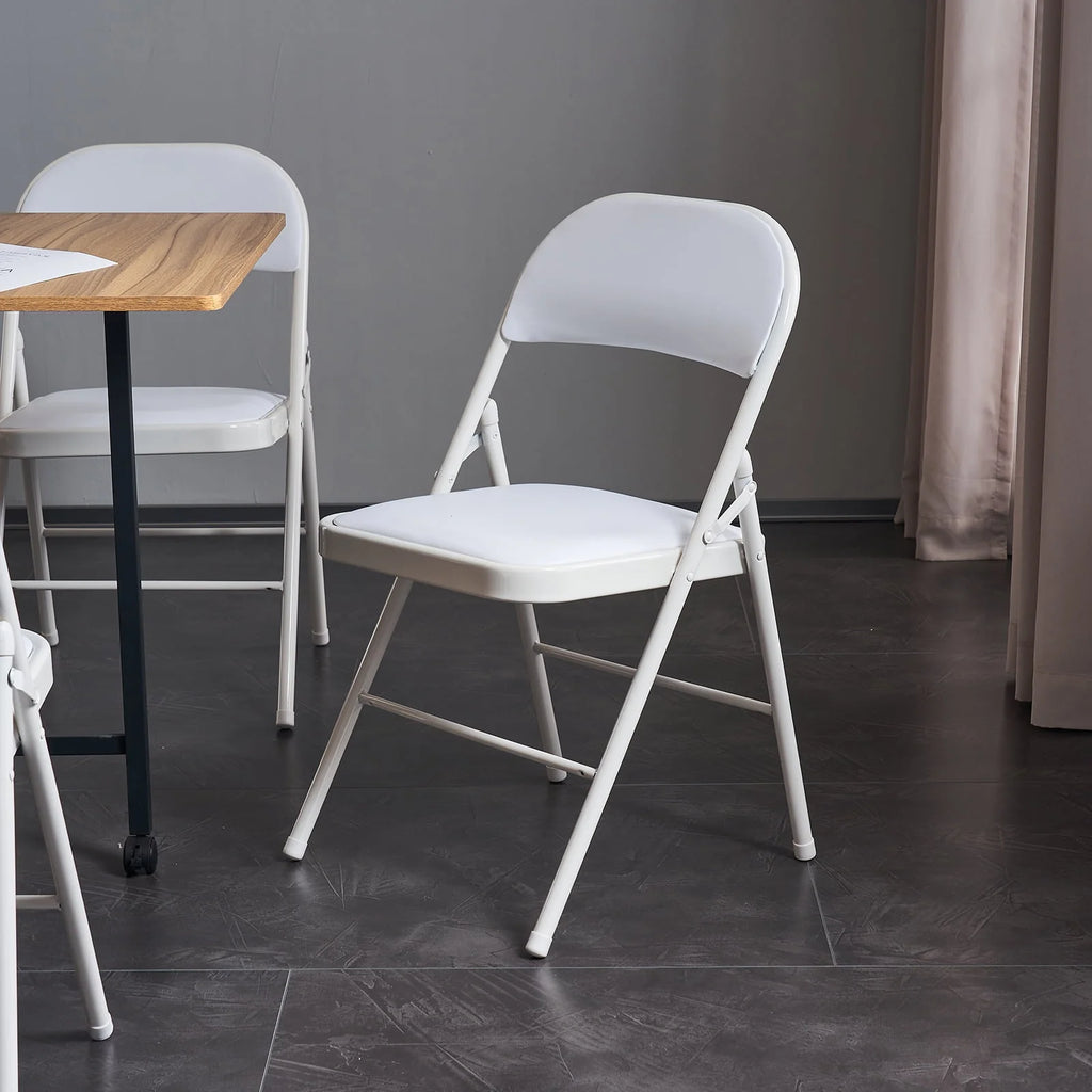 6 Pack Black Folding Chairs Cushioned Padded Seat Metal Frame P496746