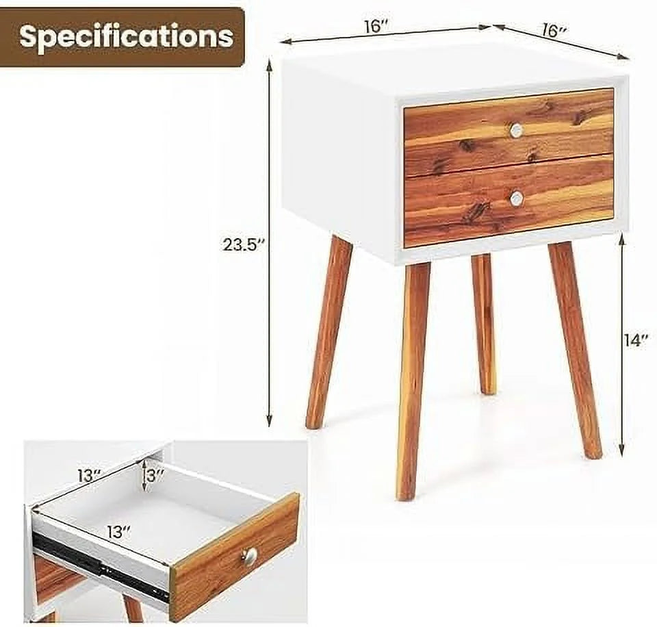 White 2 Drawer Wooden Nightstand G70510